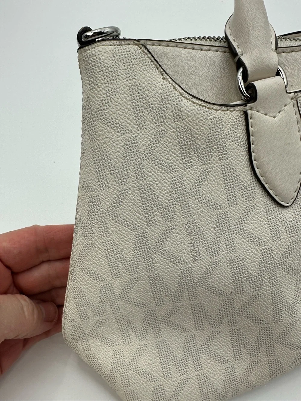 Michael Kors cream White Signature Logo Satchel